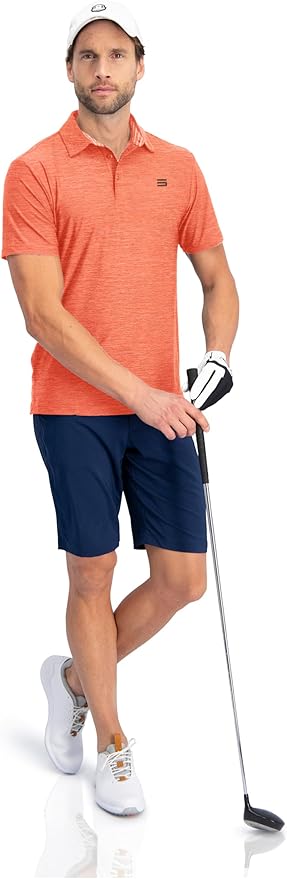 Three Sixty Six Golf Shirts for Men - Dry Fit Short-Sleeve Polo, Athletic Casual Collared T-Shirt
