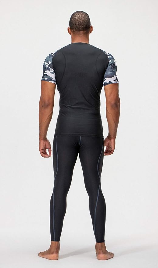 DEVOPS 3 Pack Men's Cool Dry Short Sleeve Compression Shirts, Sports Baselayer T-Shirts Tops, Athletic Workout Shirt