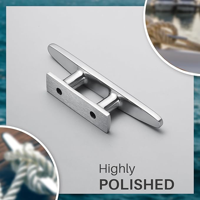 Boat Cleats Marine Grade 316 Stainless Steel Boat Mooring Cleat Pack of 4, Installation Accessories Included