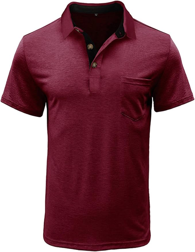 SEGANUP Men's Fashion Polo Shirts Short Sleeve Casual Cotton Golf Shirts Moisture Wicking Polo Shirt with Pocket