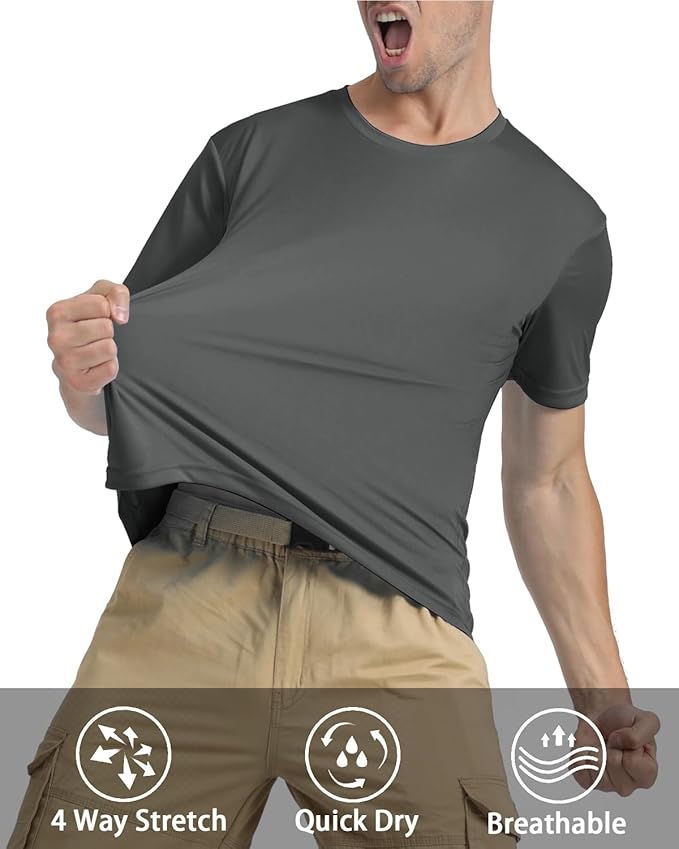 KEFITEVD Men's Short Sleeve UPF 50+ Sun Protection Shirts Quick Dry Rashguard Swim Shirt SPF Workout Fishing Athletic T-Shirt