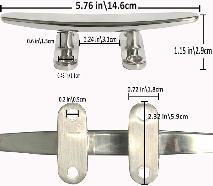 Boat Cleat Open Base Boat Cleat, Dock Cleat All 316 Stainless Steel Boat Mooring Accessories, Free Installation Accessories Screws(4/5 /6/8 inch)