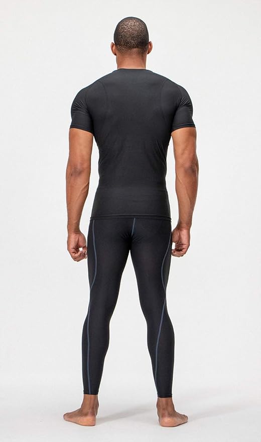 DEVOPS 3 Pack Men's Cool Dry Short Sleeve Compression Shirts, Sports Baselayer T-Shirts Tops, Athletic Workout Shirt