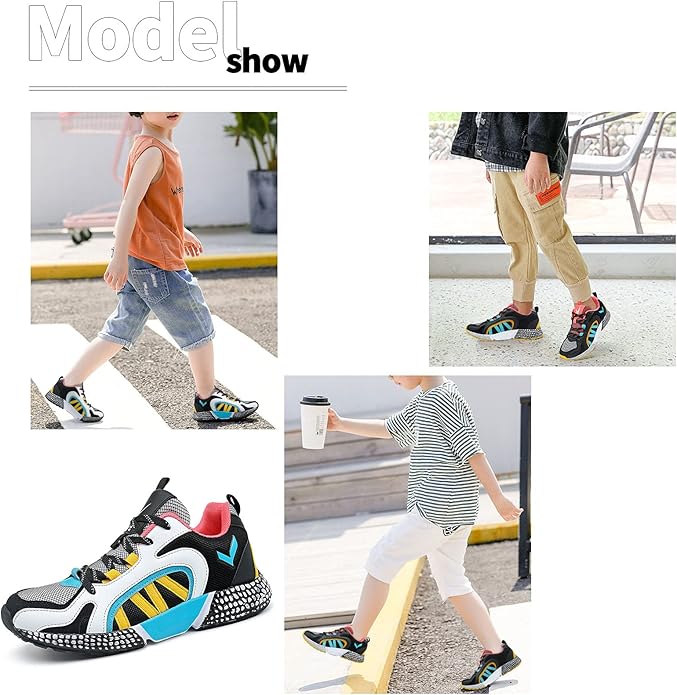 WETIKE Boy's Shoes Mesh Slip on Lightweight Running Sneakers
