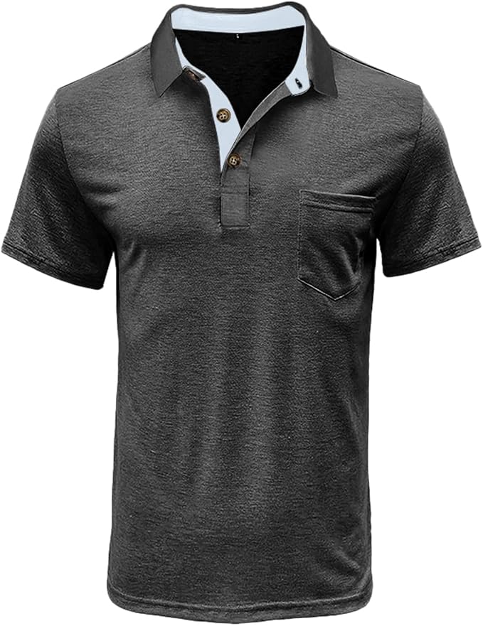 SEGANUP Men's Fashion Polo Shirts Short Sleeve Casual Cotton Golf Shirts Moisture Wicking Polo Shirt with Pocket