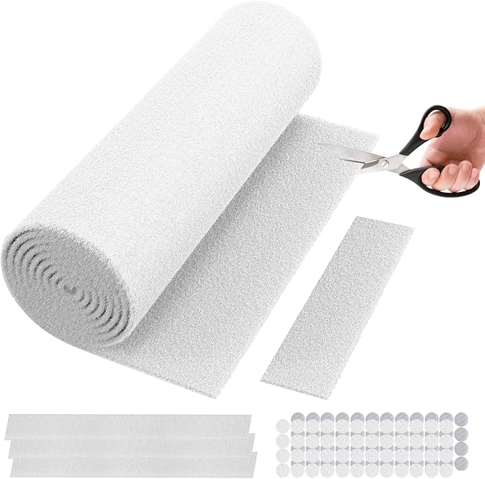 20" x 100" Air Vent Filters, with 48Pcs Adhesive Hook Tape, Cut to Size Air Filter Material HVAC Furnace Filters Kit MERV 8 Triple Vent Filter for Home Floor Register, Ceiling, Grilles