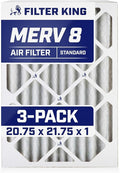 Filter King Air Filters 20.75x21.75x1 | 3-PACK | MERV 8 HVAC Pleated AC Furnace Filters | Actual Size 20.75 x 21.75 x .75