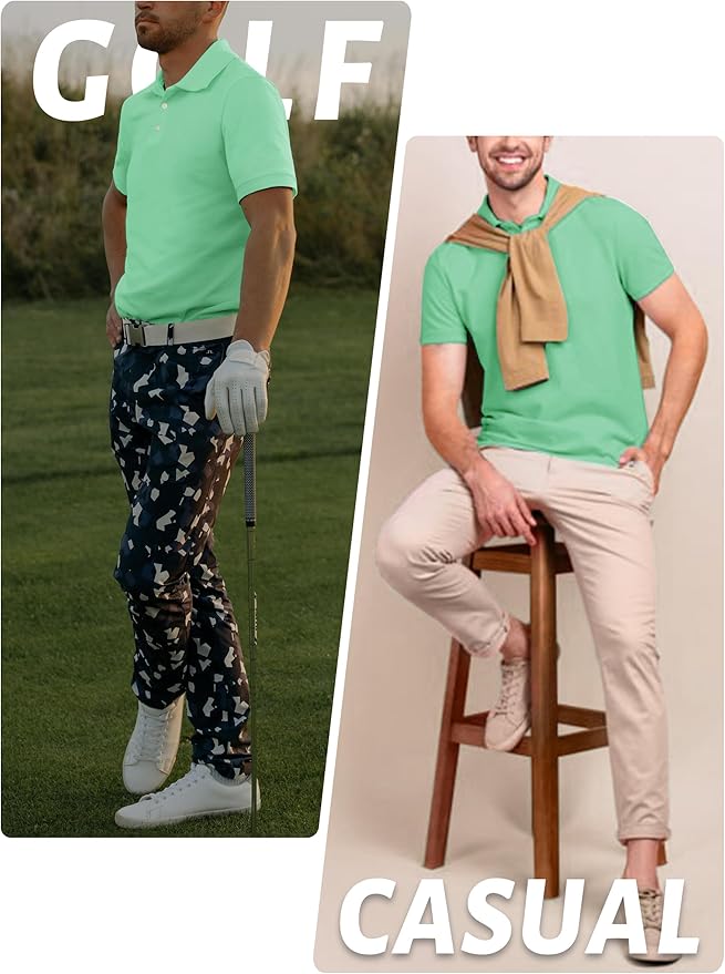 TACVASEN Mens Golf Shirt Dry Fit Mens Polo Shirts Short Sleeve Performance Golf Polos for Men with Collar Work Shirts