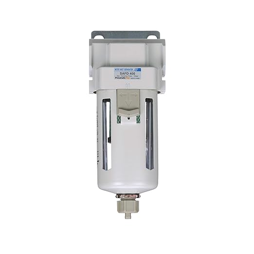 PneumaticPlus SAFM400-N04B Compressed Air Coalescing Filter, 0.1 Micron, 1/2" NPT - Poly Bowl, Manual Drain, Bracket