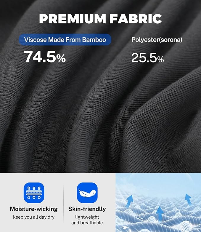 BAMBOO COOL Men's Polo Shirts Slim Fit Moisture Wicking Golf Shirts Performance Short Sleeve for Men