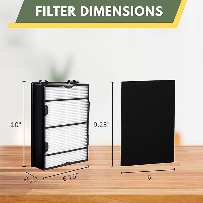 Nispira True HEPA Filter (4) + Carbon Pre Filter Replacement (8) Compatible with Holmes Air Purifier HAPF600 HAPF600D HAPF600D-U2 Filter B