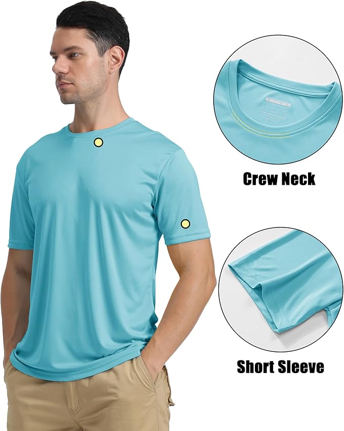 KEFITEVD Men's Short Sleeve UPF 50+ Sun Protection Shirts Quick Dry Rashguard Swim Shirt SPF Workout Fishing Athletic T-Shirt