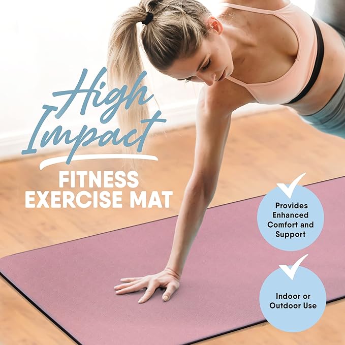 MICRODRY Deluxe Fitness Exercise Yoga Mat for Home & Gym, Extra Thick for High Impact Training, Multi Layered Skid Resistant Surface, Odor Neutralizing with Carrying Strap
