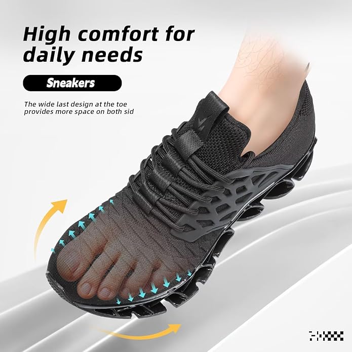 Men's Slip on Walking Running Shoes Blade Tennis Casual Fashion Sneakers Comfort Non Slip Work Sport Athletic Trainer