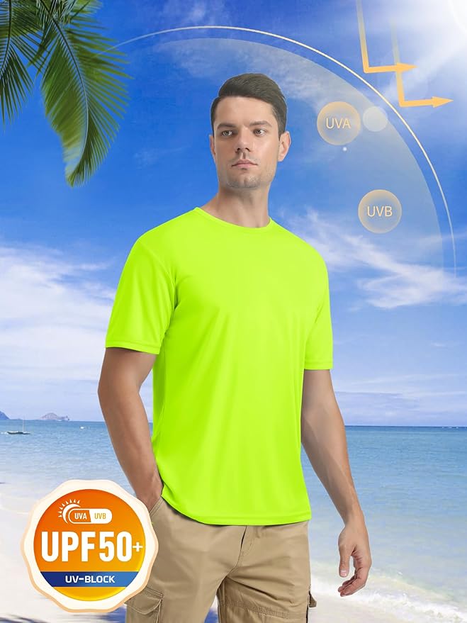 MAGCOMSEN Men's Short Sleeve UPF 50+ T-Shirt Quick Dry Rash Guard Athletic Running Swim Top Tee Performance Water Shirts