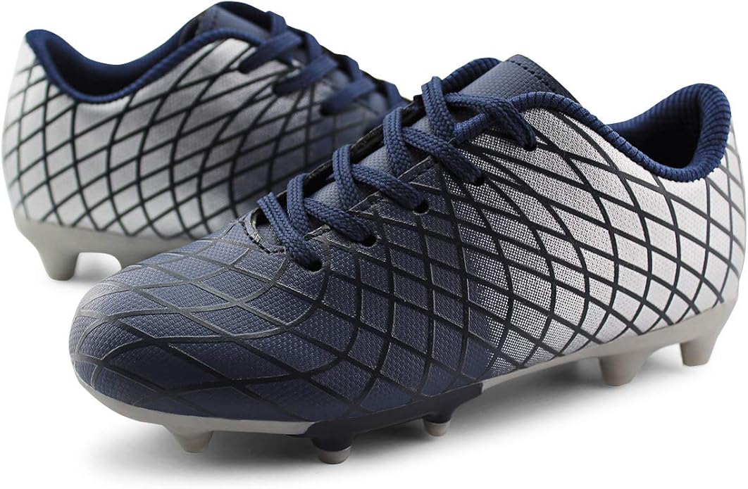 JABASIC Kids Outdoor Soccer Cleats Athletic Firm Ground Football Shoes