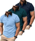 ZITY 3 Pack Men Polo Shirts Short Sleeve with Pocket Sport Wicking Shirts for Men Casual Athletic Collared T-Shirts