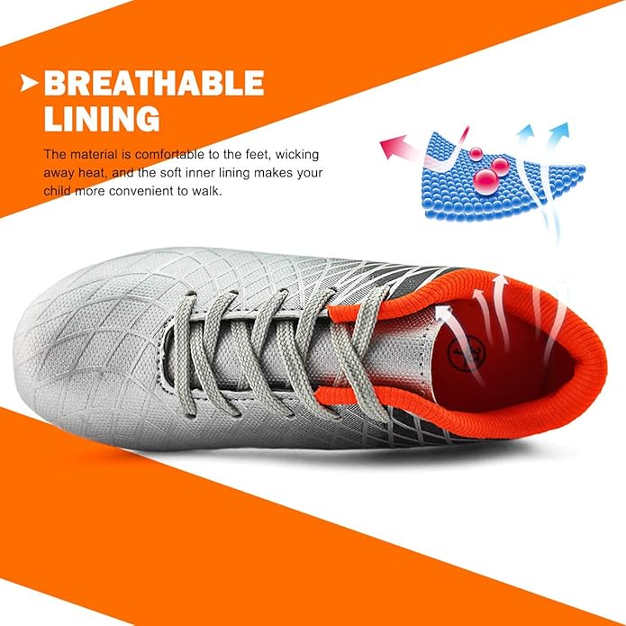 JABASIC Kids Outdoor Soccer Cleats Athletic Firm Ground Football Shoes