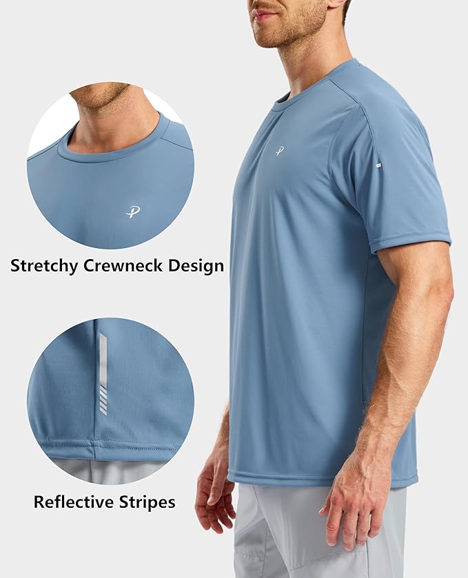 Pudolla Men's Workout Running T-Shirts Lightweight Quick Dry Athletic Gym Shirts for Men Short Sleeve Sport Tee Tops