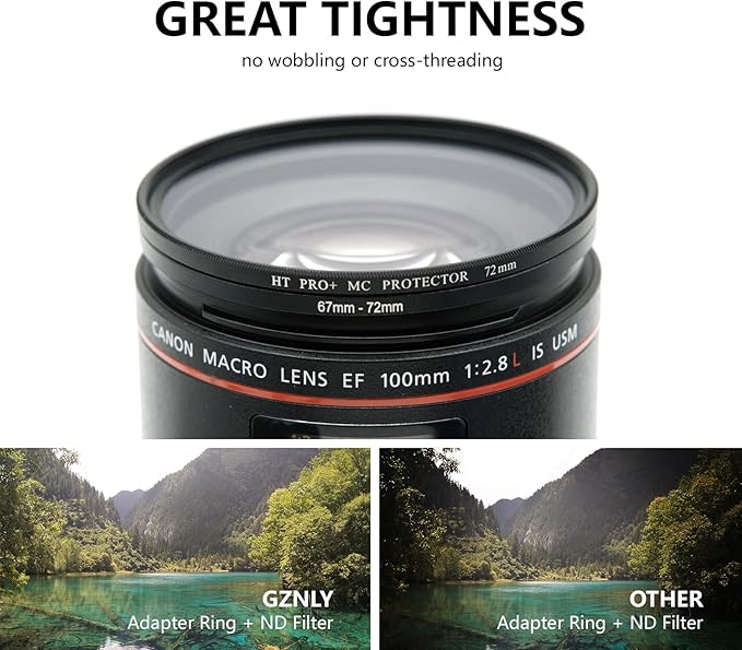 43mm to 52mm Step-up Adapter Rings Filter Adapter Black Metal Step Down Filter Ring Adapter Compatible with All Brand UV CPL ND Camera Lens Filter Stepping Rings (43mm-52mm)