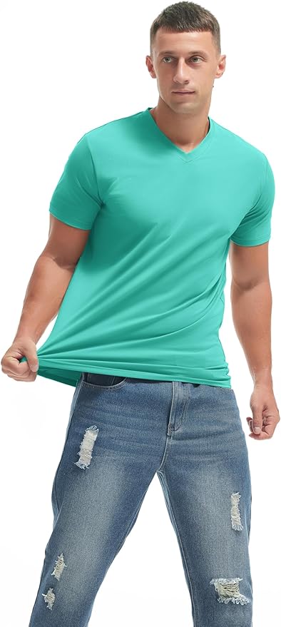 VEIISAR Premium V Neck T Shirts for Men - Modern Fitted Tees Vneck Undershirts
