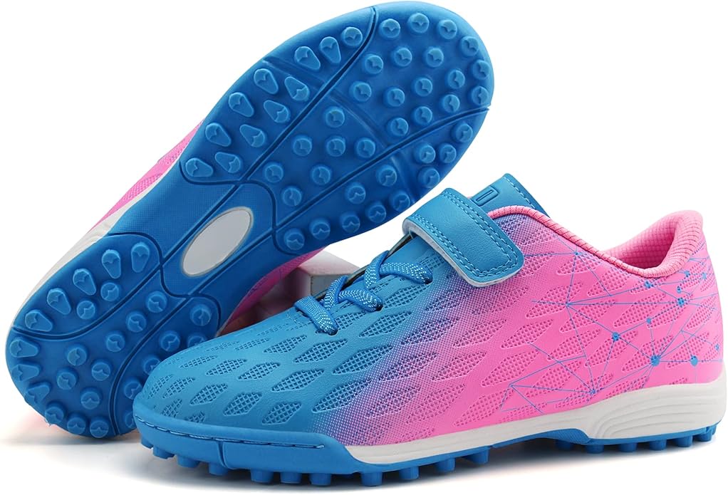 brooman Kids Indoor Soccer Shoes Boys Girls Soccer Cleats Athletic Turf Shoes