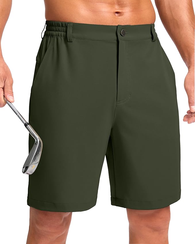 Pudolla Men's Casual Shorts 7"/9" Lightweight Golf Shorts with 3 Pockets Stretch Quick Dry Comfy Work Shorts