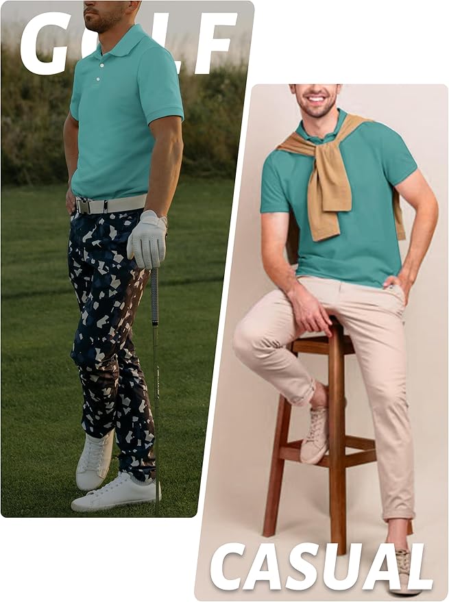 TACVASEN Mens Golf Shirt Dry Fit Mens Polo Shirts Short Sleeve Performance Golf Polos for Men with Collar Work Shirts