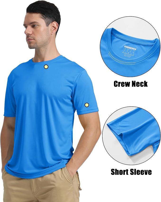 KEFITEVD Men's Short Sleeve UPF 50+ Sun Protection Shirts Quick Dry Rashguard Swim Shirt SPF Workout Fishing Athletic T-Shirt