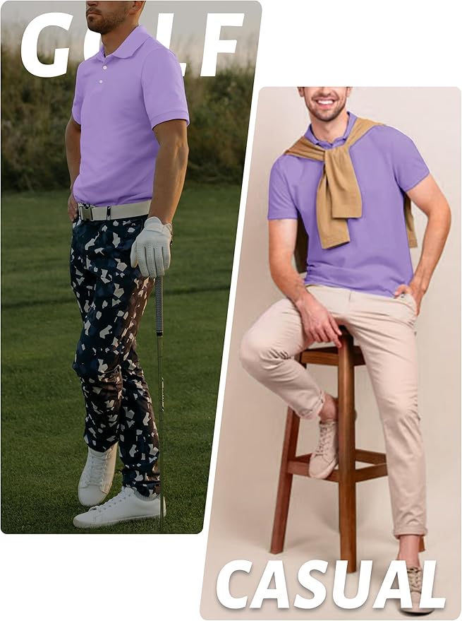TACVASEN Mens Golf Shirt Dry Fit Mens Polo Shirts Short Sleeve Performance Golf Polos for Men with Collar Work Shirts