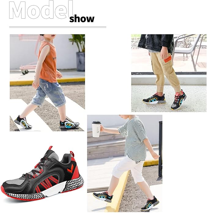WETIKE Boy's Shoes Mesh Slip on Lightweight Running Sneakers