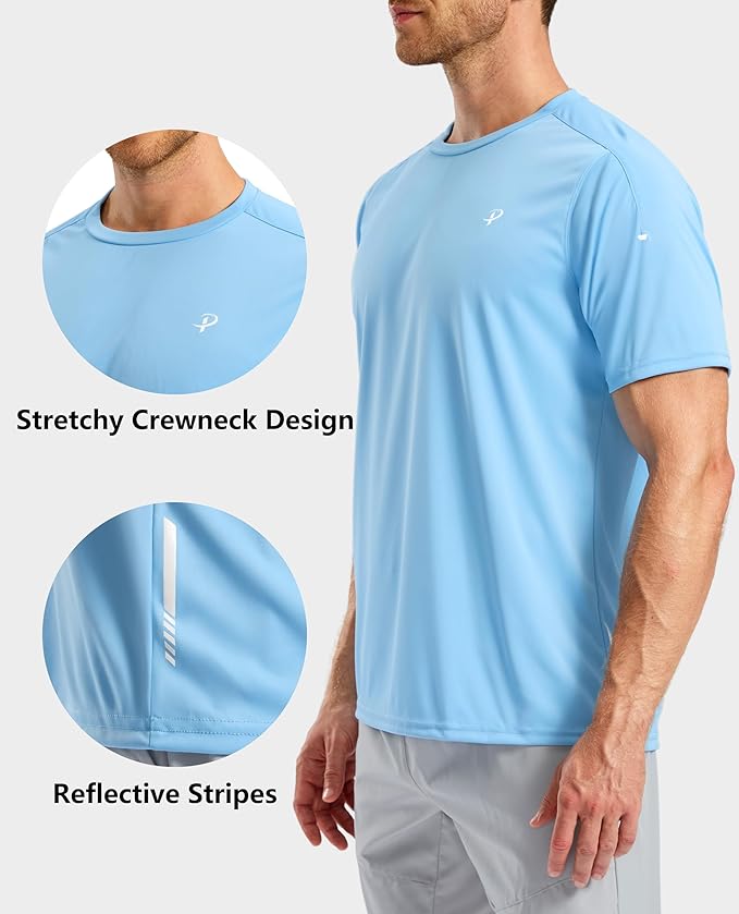 Pudolla Men's Workout Running T-Shirts Lightweight Quick Dry Athletic Gym Shirts for Men Short Sleeve Sport Tee Tops