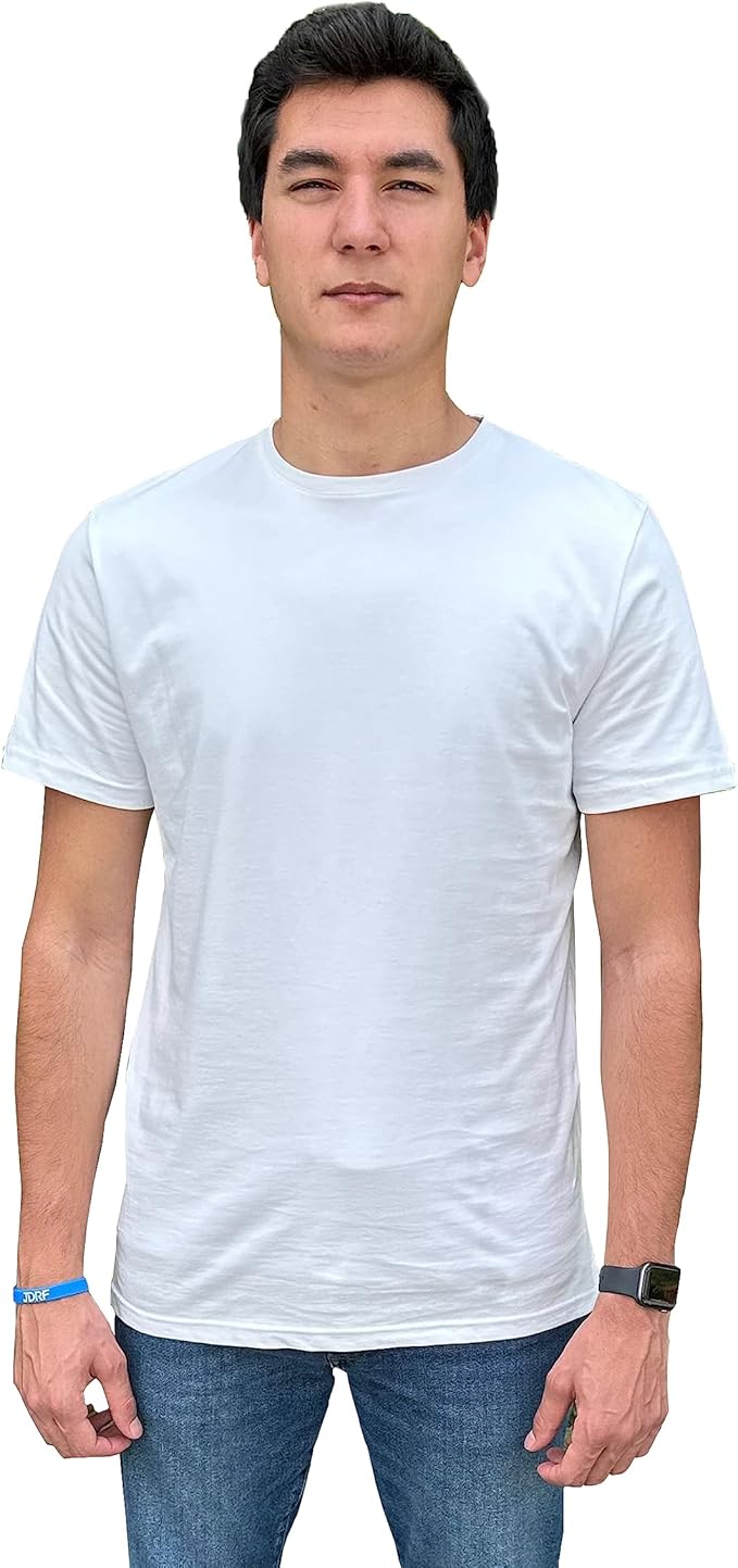 Men's Short Sleeve Crewneck T-Shirt 100% Cotton - Classic Colors - Breathable Mesh Fabric - Ideal for Sports & Everyday Wear