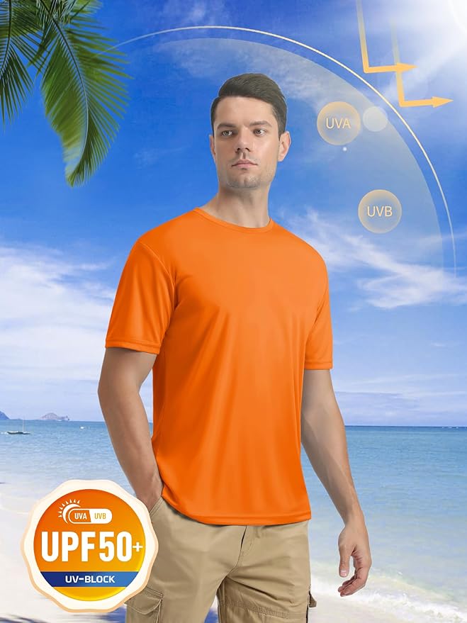 MAGCOMSEN Men's Short Sleeve UPF 50+ T-Shirt Quick Dry Rash Guard Athletic Running Swim Top Tee Performance Water Shirts
