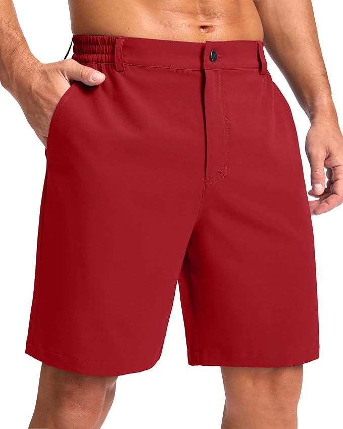 Pudolla Men's Casual Shorts 7"/9" Lightweight Golf Shorts with 3 Pockets Stretch Quick Dry Comfy Work Shorts