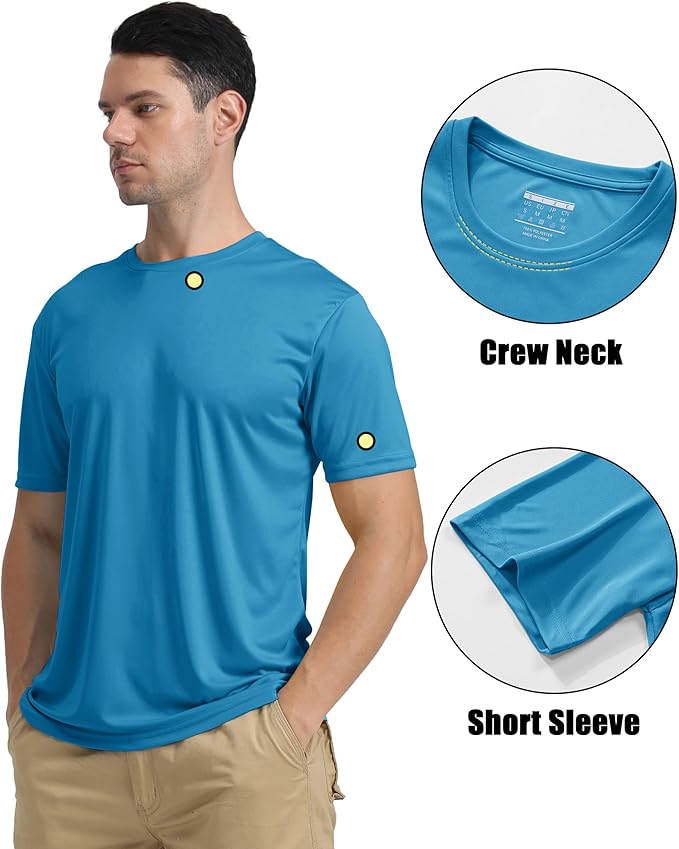 KEFITEVD Men's Short Sleeve UPF 50+ Sun Protection Shirts Quick Dry Rashguard Swim Shirt SPF Workout Fishing Athletic T-Shirt