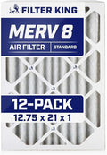 Filter King Air Filters 12.75x21x1 | 12-PACK | MERV 8 HVAC Pleated AC Furnace Filters | Air Purifier | Replacement Filters for Clean, Healthy & Fresh Environment | MADE IN USA