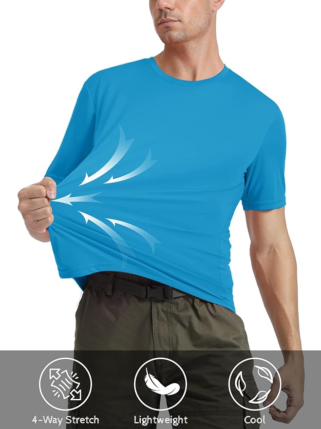 MAGCOMSEN Men's Short Sleeve UPF 50+ T-Shirt Quick Dry Rash Guard Athletic Running Swim Top Tee Performance Water Shirts