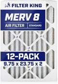 Filter King Air Filters 9.75x23.75x2 | 12-PACK | MERV 8 HVAC Pleated AC Furnace Filters | Actual Size 11.5 x 15.5 x 1.75"