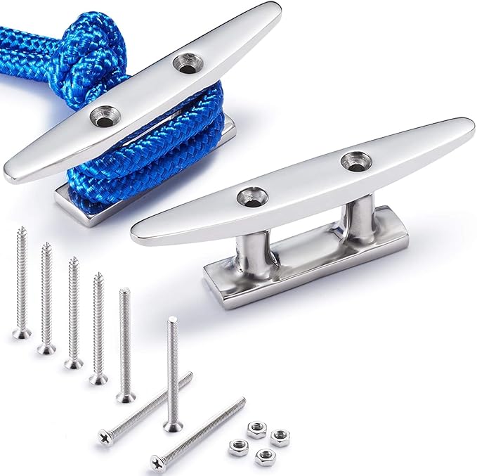 Boat Cleat Open Base Boat Cleat 4/5/6/8 inch, Dock Cleat All 316 Stainless Steel Boat Mooring Accessories, Include Installation Accessories Screws