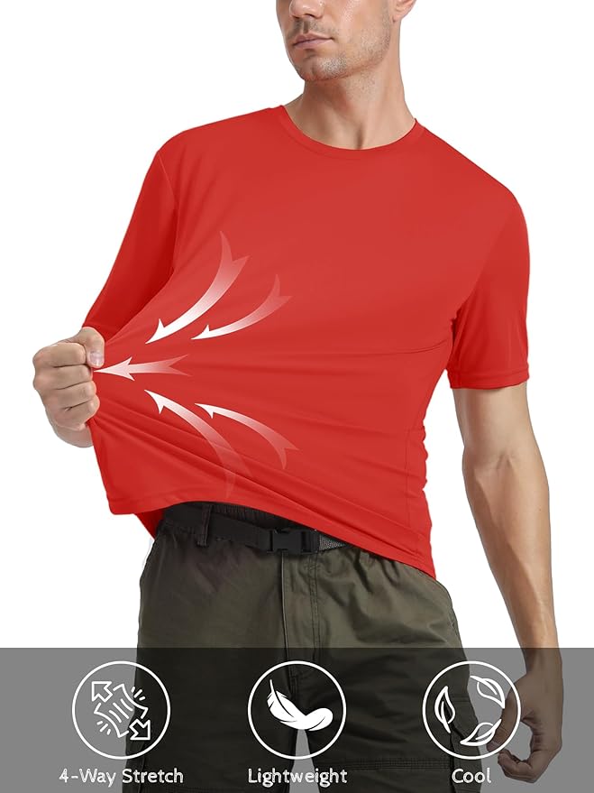 MAGCOMSEN Men's Short Sleeve UPF 50+ T-Shirt Quick Dry Rash Guard Athletic Running Swim Top Tee Performance Water Shirts