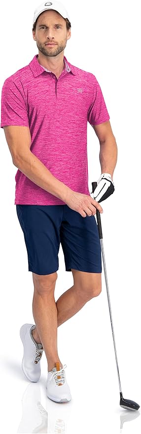 Three Sixty Six Golf Shirts for Men - Dry Fit Short-Sleeve Polo, Athletic Casual Collared T-Shirt