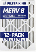 Filter King Air Filters 7.75x25.75x1 | 12 Pack | MERV 8 HVAC Pleated AC Furnace Filters | Air Purifier | Replacement Filters for Clean, Healthy & Fresh Environment | MADE IN USA