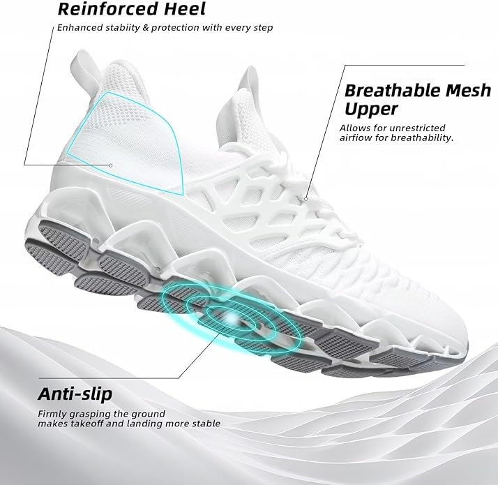 Men's Slip on Walking Running Shoes Blade Tennis Casual Fashion Sneakers Comfort Non Slip Work Sport Athletic Trainer
