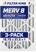 Filter King Air Filters 19.75x21.5x1 | 3-PACK | MERV 8 HVAC Pleated AC Furnace Filters | Actual Size 19.75 x 21.5 x .75