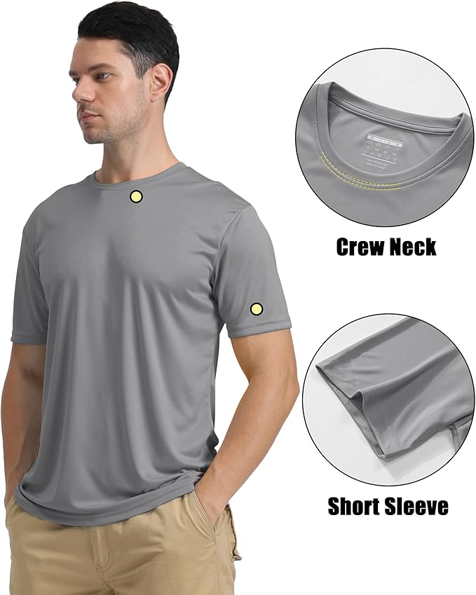 KEFITEVD Men's Short Sleeve UPF 50+ Sun Protection Shirts Quick Dry Rashguard Swim Shirt SPF Workout Fishing Athletic T-Shirt