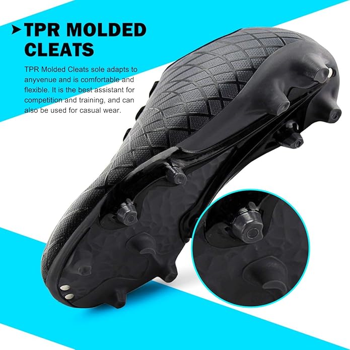 JABASIC Kids Outdoor Soccer Cleats Athletic Firm Ground Football Shoes