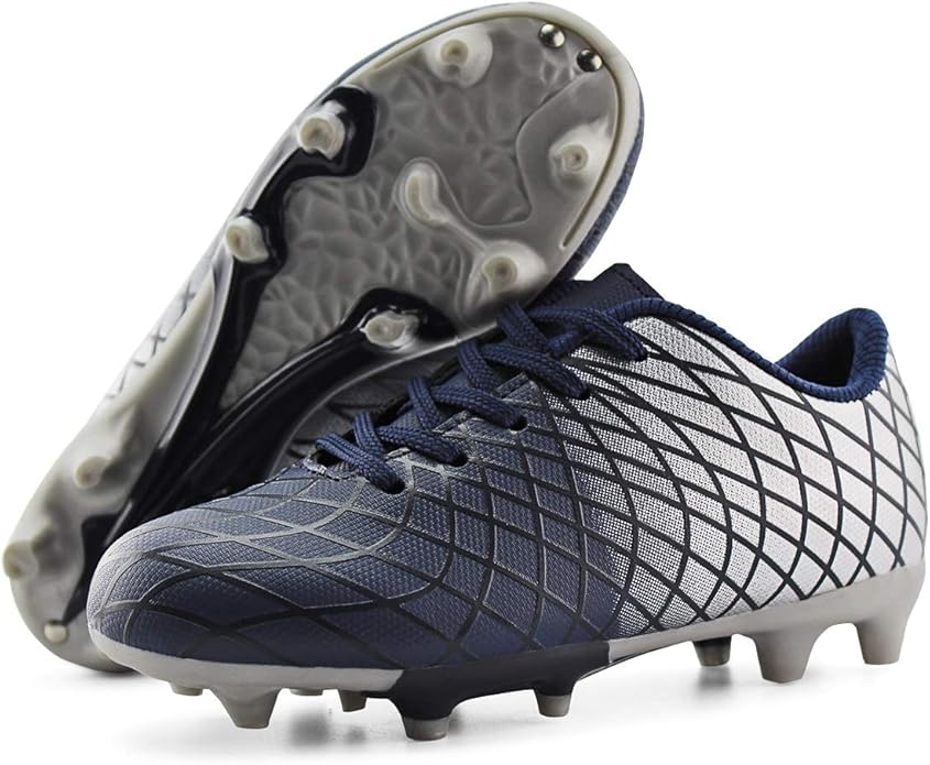 JABASIC Kids Outdoor Soccer Cleats Athletic Firm Ground Football Shoes