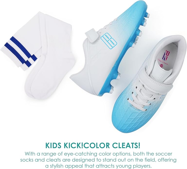 brooman Kids Firm Ground Soccer Cleats Boys Girls Football Cleats with Soccer Socks