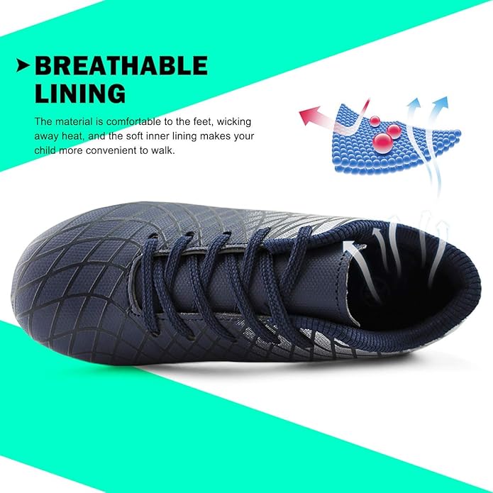 JABASIC Kids Outdoor Soccer Cleats Athletic Firm Ground Football Shoes